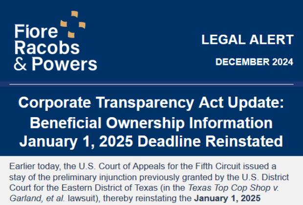 Legal Alert - Corporate Transparency Act Update #1